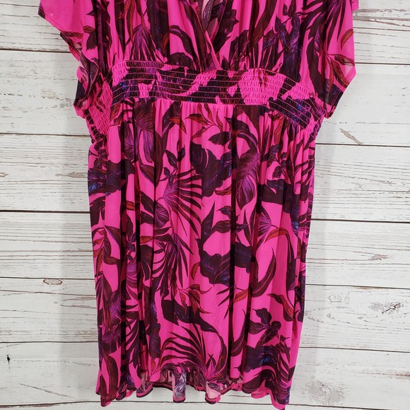 Torrid Women's Pink Mesh Smock Waist Cover Up Dress Size 4 - Picture 5 of 15